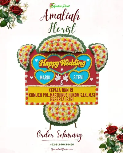 Karangan Papan Bunga Pernikahan di Tomo